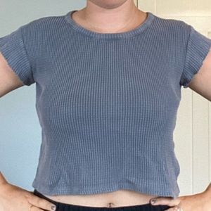 Blue Waffle Knit Tee